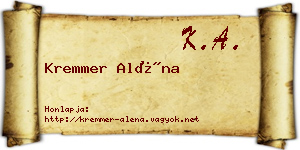 Kremmer Aléna névjegykártya